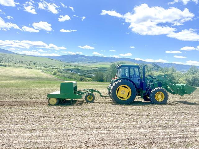 This week Dan Lakey, of Soda Springs, Idaho, was patching in some seeding mishaps with his trusty 10-foot drill. (Photo courtesy of Dan Lakey)