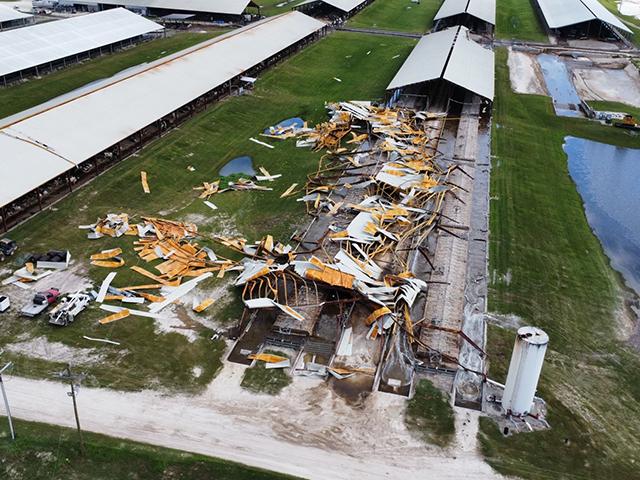 Hurricane Helene's winds destroyed part of a free stall barn and commodity barn on Full Circle Dairy in Lee, Florida. (Photo courtesy of Full Circle Dairy)