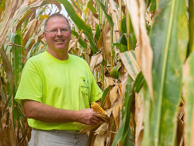 The 2024 National Corn Yield Contest winner is David Hula, Charles City, Virginia, with a 490.6276 bushel per acred entry. This photo was from his 2021 crop. (DTN file photo by Joel Reichenberger)