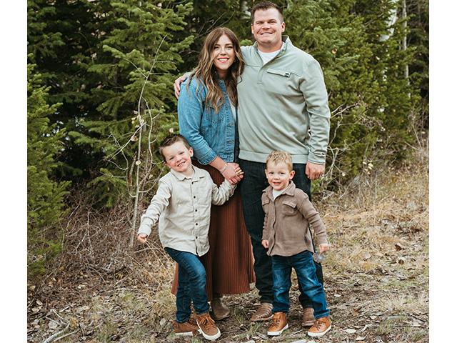 While Rylee Reynolds of Twin Falls, Idaho, is proud to raise award-winning winter wheat, he and wife, Madison, are equally proud to raise their sons, Baker and Rawley. (Photo courtesy of Rylee Reynolds)