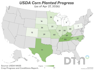 Crop Progress: Corn 25% Planted, Soybeans 23% Planted, Winter Wheat Rated 30% Good to Excellent as of April 26