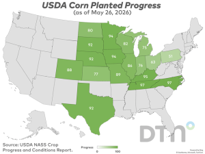 Crop Progress: Corn 86% Planted, Soybeans 79% Planted, Winter Wheat Rated 26% Good to Excellent as of May 24