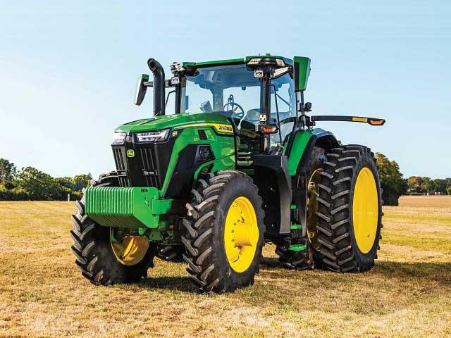 Deere's next generation 6R tractors, 180 hp and above, include larger engines, new transmission and more operator space and visibility in the cab. (Image courtesy of John Deere)