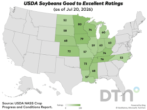USDA Crop Progress: Corn Rated 67% Good to Excellent; Soybeans 66% Good to Excellent as of July 19