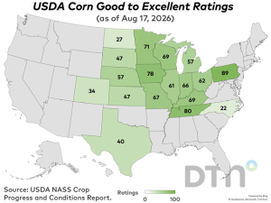 USDA Crop Progress: Corn Rated 60% Good to Excellent; Soybeans 61% Good to Excellent as of Aug. 16