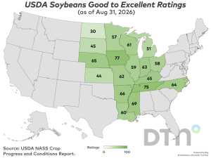 USDA Crop Progress: Corn Rated 57% Good to Excellent; Soybeans 58% Good to Excellent as of Aug. 30