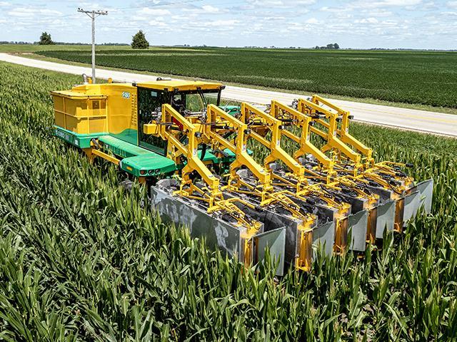 Specialized collector units capture corn pollen in the field. (Jason Jenkins)