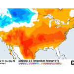 Below-normal temperatures are forecast to move into the Canadian Prairies and Northern Plains this weekend, making it feel like fall in those regions. (DTN graphic)